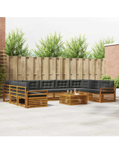 Set di divani da esterno 10 pcs Naturale e Antracite