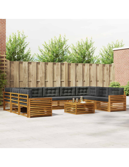 Set di divani da esterno 10 pcs Naturale e Antracite