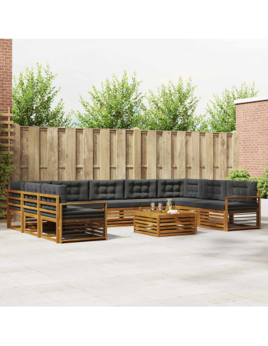 Set di divani da esterno 10 pcs Naturale e Antracite