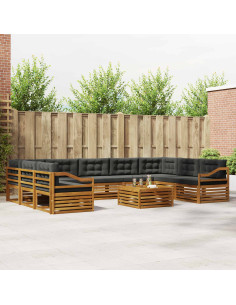 Set di divani da esterno 10 pcs Naturale e Antracite