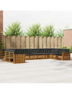 Set divani 7 pcs Naturale e Antracite Legno di Acacia Massello