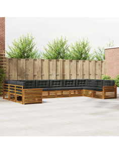 Set divani 6 pcs Naturale e Antracite Legno di Acacia Massello