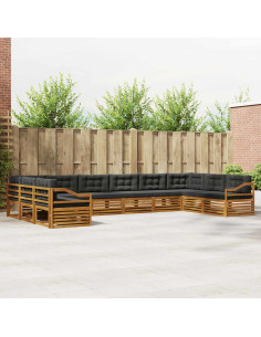 Set divani 10 pcs Naturale e Antracite Legno di Acacia Massello