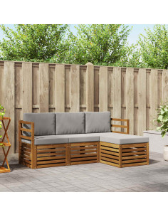 Set di divani da esterno 4 pcs Grigio Naturale e Chiaro