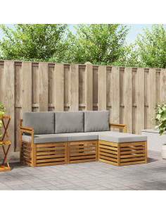 Set di divani da esterno 4 pcs Grigio Naturale e Chiaro