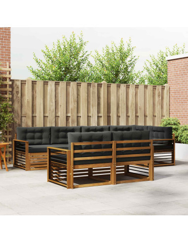 Set di divani da esterno con cuscino 7 pcs Naturale e Antracite