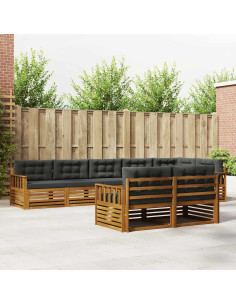 Set di divani da esterno con cuscino 8 pcs Naturale e Antracite