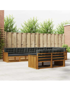 Set di divani da esterno con cuscino 8 pcs Naturale e Antracite