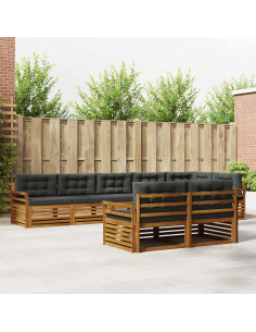 Set di divani da esterno con cuscino 8 pcs Naturale e Antracite