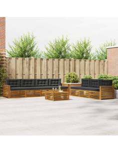 Set di divani da esterno con cuscino 8 pcs Naturale e Antracite