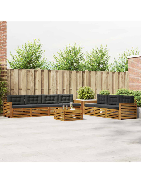 Set di divani da esterno con cuscino 8 pcs Naturale e Antracite