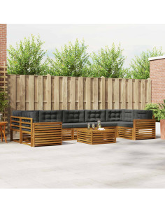 Set di divani da esterno con cuscino 8 pcs Naturale e Antracite