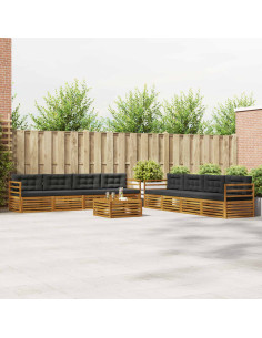 Set di divani da esterno con cuscino 9 pcs Naturale e Antracite