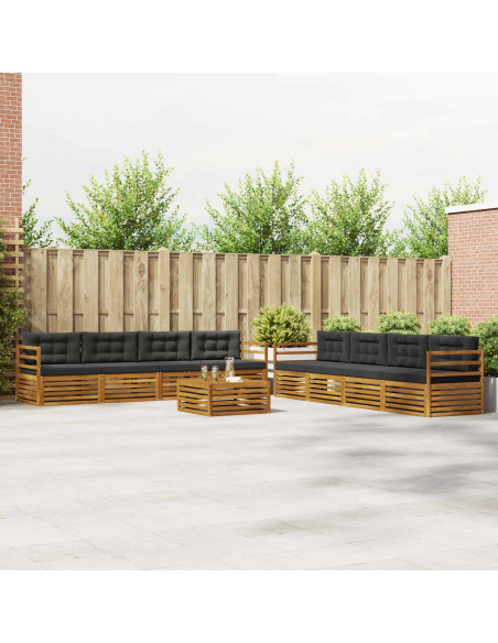 Set di divani da esterno con cuscino 9 pcs Naturale e Antracite