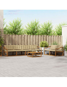 Set di divani da esterno con cuscino 7 pcs Naturale e Beige