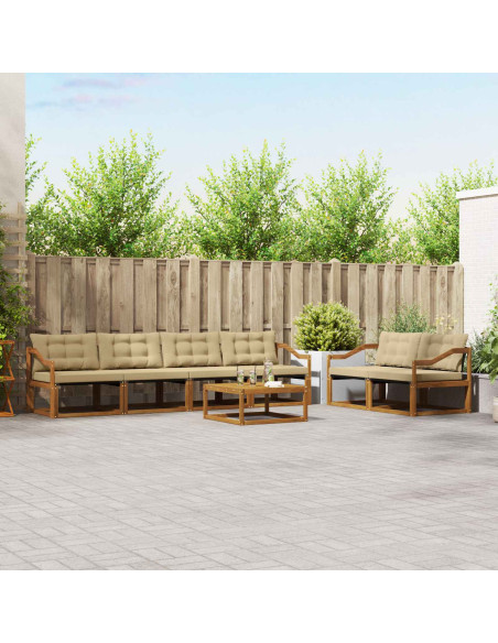 Set di divani da esterno con cuscino 7 pcs Naturale e Beige