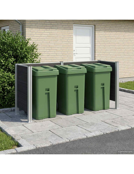 Recinzione Contenitore per Rifiuti Grigio 237 x 85 x 115 cm