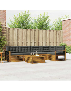 Set di divani da esterno con cuscino 6 pcs Naturale e Antracite