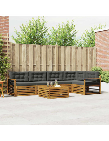 Set di divani da esterno con cuscino 6 pcs Naturale e Antracite