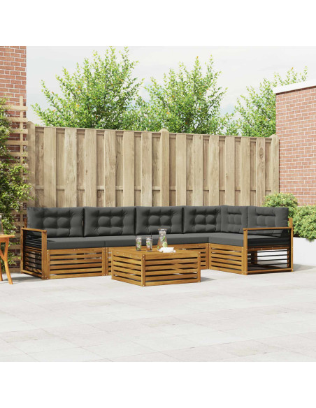 Set di divani da esterno con cuscino 6 pcs Naturale e Antracite