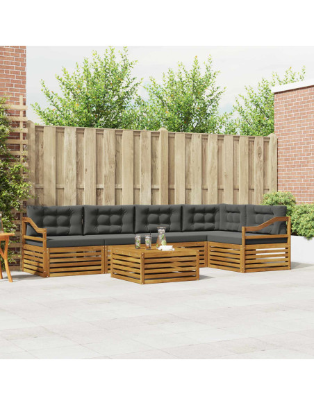 Set di divani da esterno con cuscino 6 pcs Naturale e Antracite