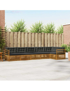 Set di divani da esterno con cuscino 6 pcs Naturale e Antracite