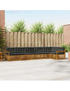 Set di divani da esterno con cuscino 6 pcs Naturale e Antracite