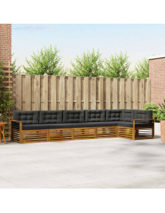 Set di divani da esterno con cuscino 6 pcs Naturale e Antracite