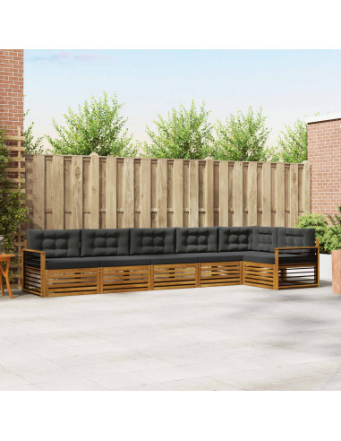 Set di divani da esterno con cuscino 6 pcs Naturale e Antracite