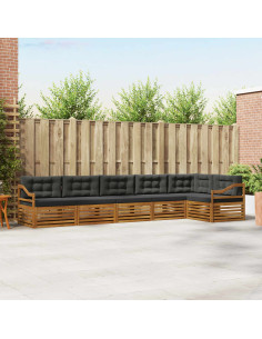 Set di divani da esterno con cuscino 6 pcs Naturale e Antracite