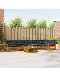 Set di divani da esterno con cuscino 7 pcs Naturale e Antracite