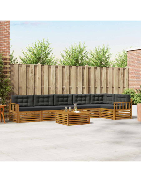 Set di divani da esterno con cuscino 7 pcs Naturale e Antracite