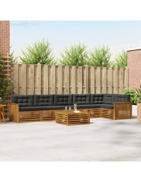 Set di divani da esterno con cuscino 7 pcs Naturale e Antracite