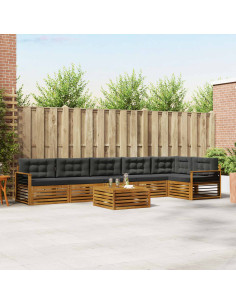 Set di divani da esterno con cuscino 7 pcs Naturale e Antracite