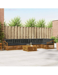 Set di divani da esterno con cuscino 7 pcs Naturale e Antracite
