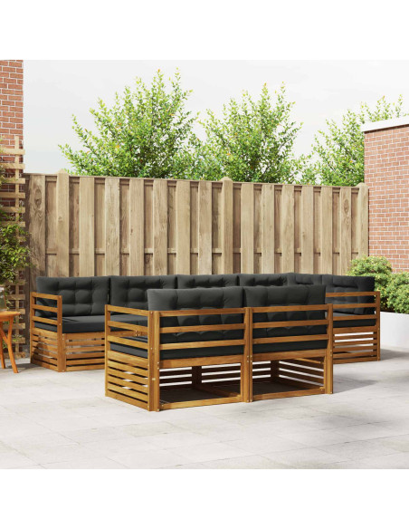 Set di divani da esterno con cuscino 7 pcs Naturale e Antracite