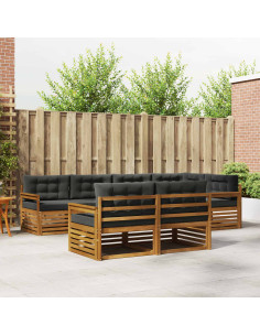 Set di divani da esterno con cuscino 7 pcs Naturale e Antracite