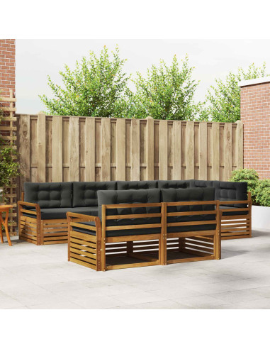 Set di divani da esterno con cuscino 7 pcs Naturale e Antracite