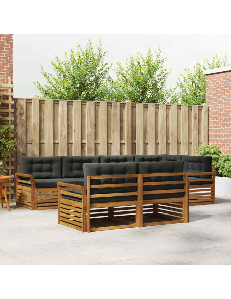 Set di divani da esterno con cuscino 7 pcs Naturale e Antracite