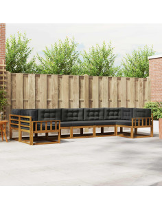 Set di divani da esterno con cuscino 7 pcs Naturale e Antracite