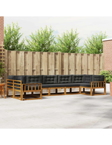 Set di divani da esterno con cuscino 7 pcs Naturale e Antracite