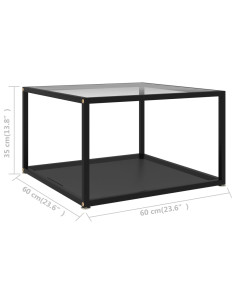 Tavolino da Salotto Trasparente e Nero 60x60x35cm in Vetro Temperato