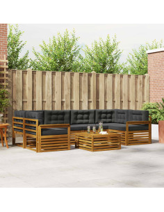 Set di divani da esterno con cuscino 7 pcs Naturale e Antracite