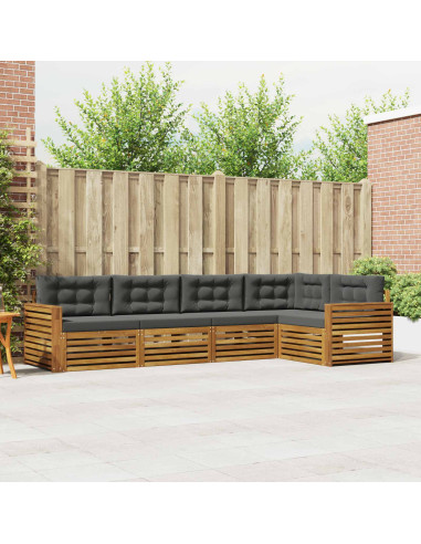 Set di divani da esterno con cuscino 5 pcs Naturale e Antracite