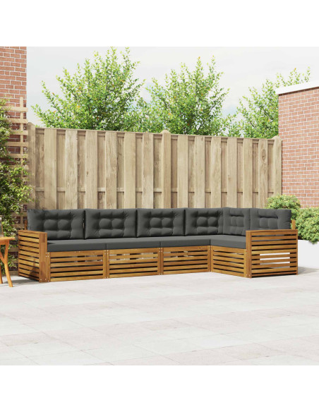 Set di divani da esterno con cuscino 5 pcs Naturale e Antracite