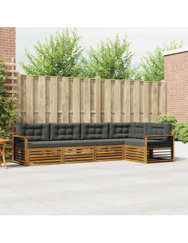 Set di divani da esterno con cuscino 5 pcs Naturale e Antracite