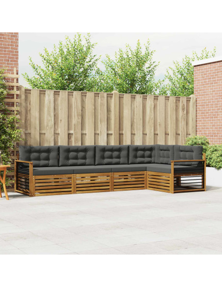 Set di divani da esterno con cuscino 5 pcs Naturale e Antracite