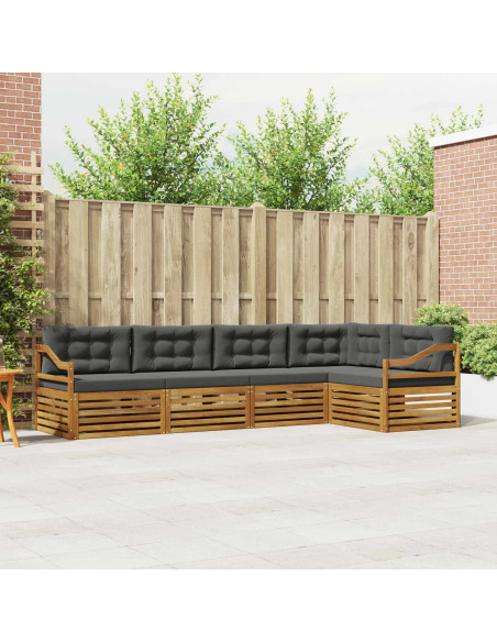 Set di divani da esterno con cuscino 5 pcs Naturale e Antracite