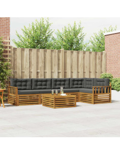 Set di divani da esterno con cuscino 6 pcs Naturale e Antracite