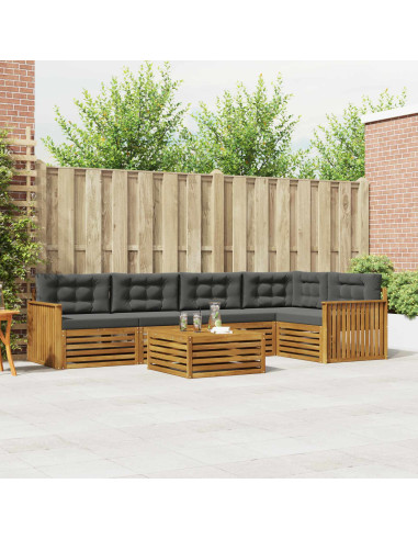 Set di divani da esterno con cuscino 6 pcs Naturale e Antracite